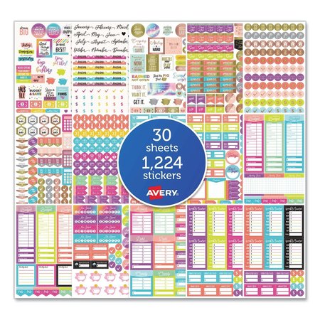 AVERY Budgeting Planner Stickers, Budget Theme, Assorted Colors, PK1224, 1224PK 6788